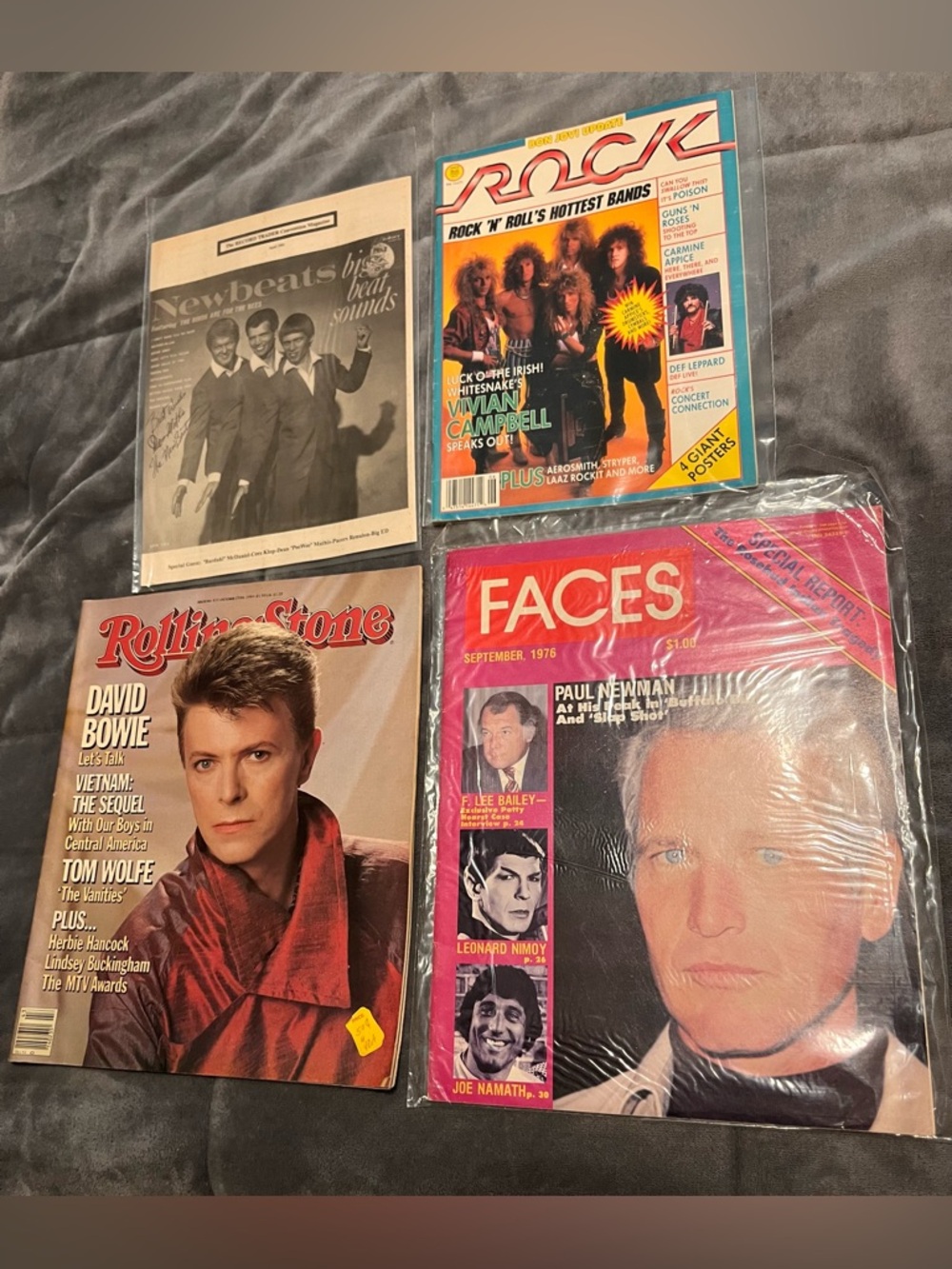 Vintage Magazine Lot - David Bowie Rolling Stone & More - AUTOGRAPHED NEWBEATS